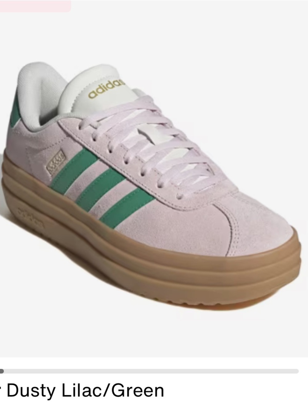 adidas Cream Suede Platform Sneakers with Green Stripes and Gum Sole